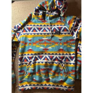 Massive Outdoors Medium Aztec Print Fleece Hoodie Pullover Southwest Cozy